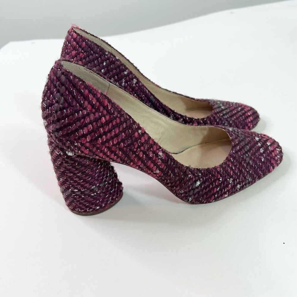 Louise et Cie Heels Womens 10 Purple Classic Jayant Wool Tweed Fabric Chunky